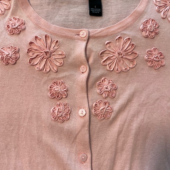 Cynthia Rowley Floral Knit Sweater Womens M Soft Lightweight - Picture 3 of 6